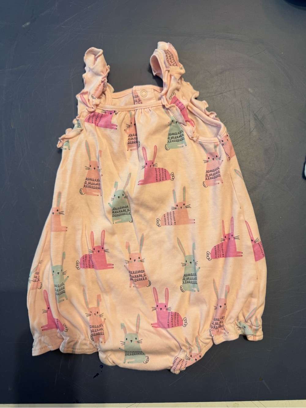 Baby Girls Pink Bunny Print One-Piece Bodysuit